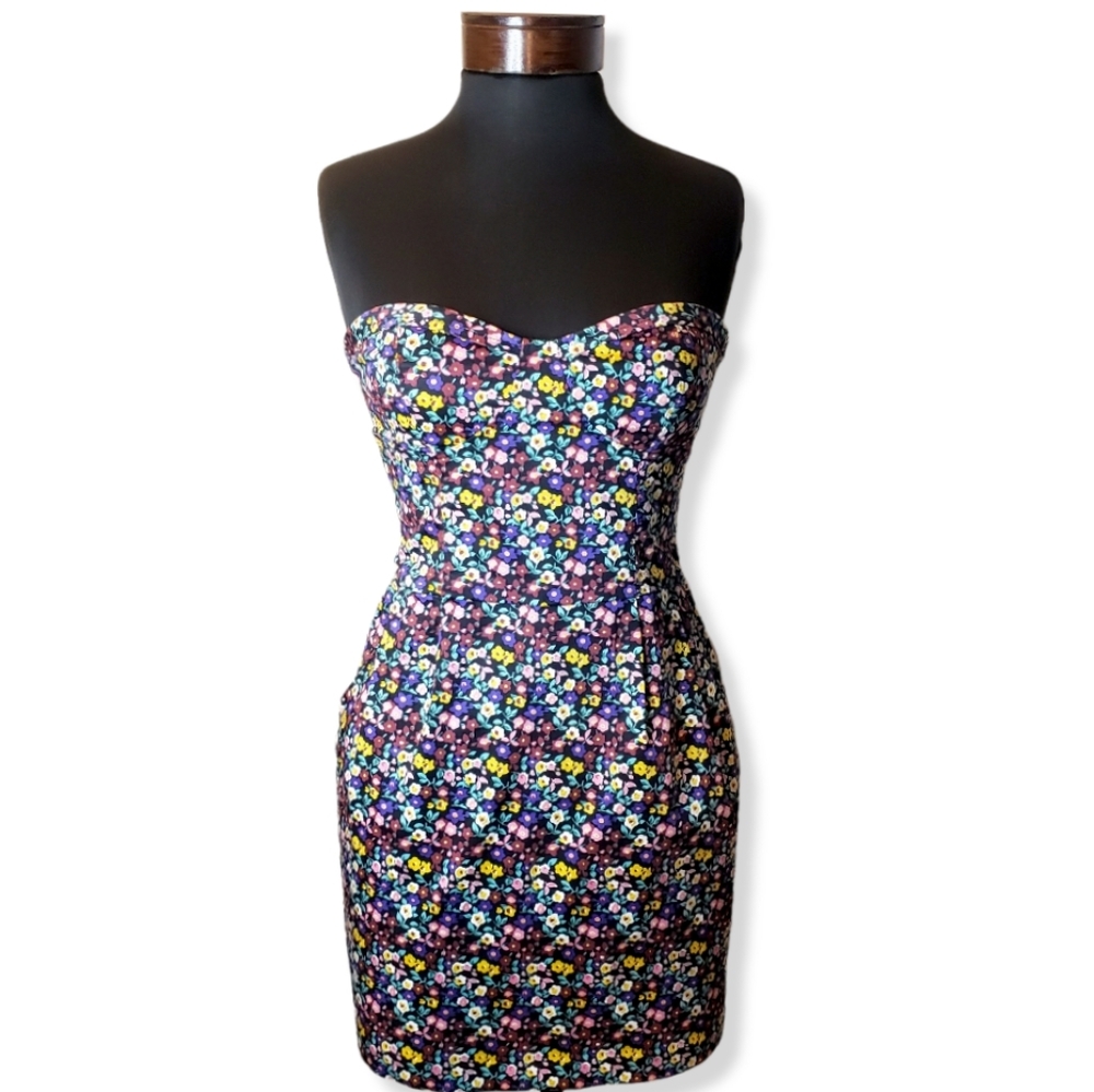 Aritza Talula Floral Strapless Bustier Mini Dress Sz: 4 - Picture 3 of 12